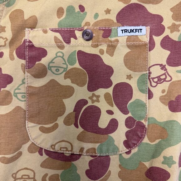 TRUKFIT Camo Hooded Button Up Shacket 3XL Skate Streetwear Long Sleeve Tan Brown - Picture 6 of 8